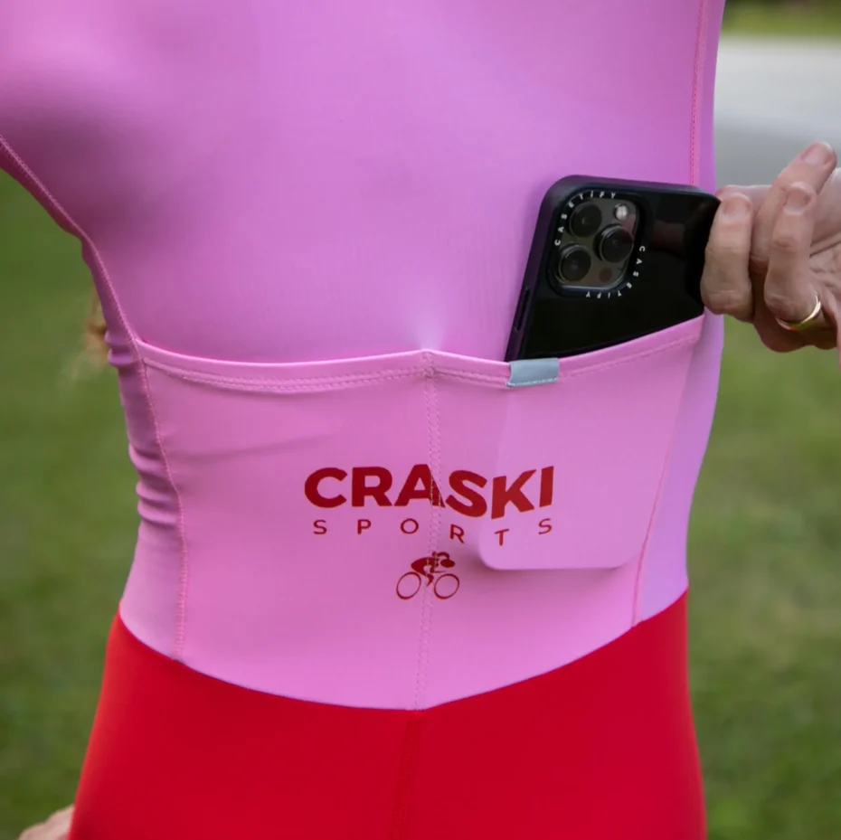 Women pink on fire cycling skinsuit - Image 4