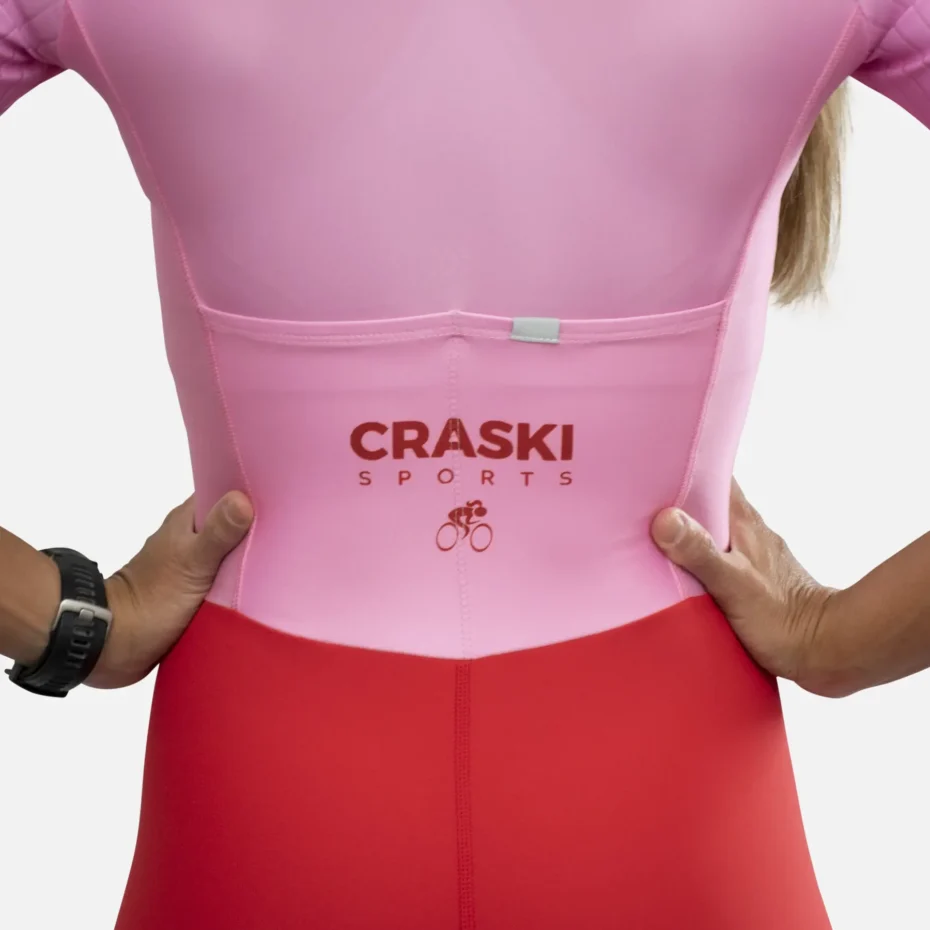 Women pink on fire cycling skinsuit - Image 3